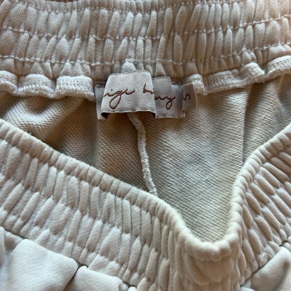 Beige Botany Cream French Terry Crop Crewneck Sweatshirt and Sweatshort Set, in - Picture 5 of 6